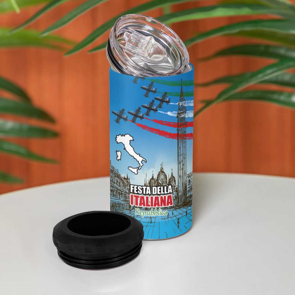 Italy Republic Day 4 in 1 Can Cooler Tumbler Festa della Repubblica with Frecce Tricolori