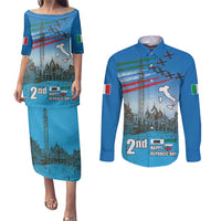Italy Republic Day Couples Matching Puletasi and Long Sleeve Button Shirt Festa della Repubblica with Frecce Tricolori