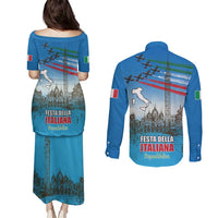 Italy Republic Day Couples Matching Puletasi and Long Sleeve Button Shirt Festa della Repubblica with Frecce Tricolori