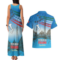 Italy Republic Day Couples Matching Tank Maxi Dress and Hawaiian Shirt Festa della Repubblica with Frecce Tricolori