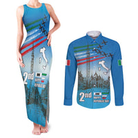 Italy Republic Day Couples Matching Tank Maxi Dress and Long Sleeve Button Shirt Festa della Repubblica with Frecce Tricolori