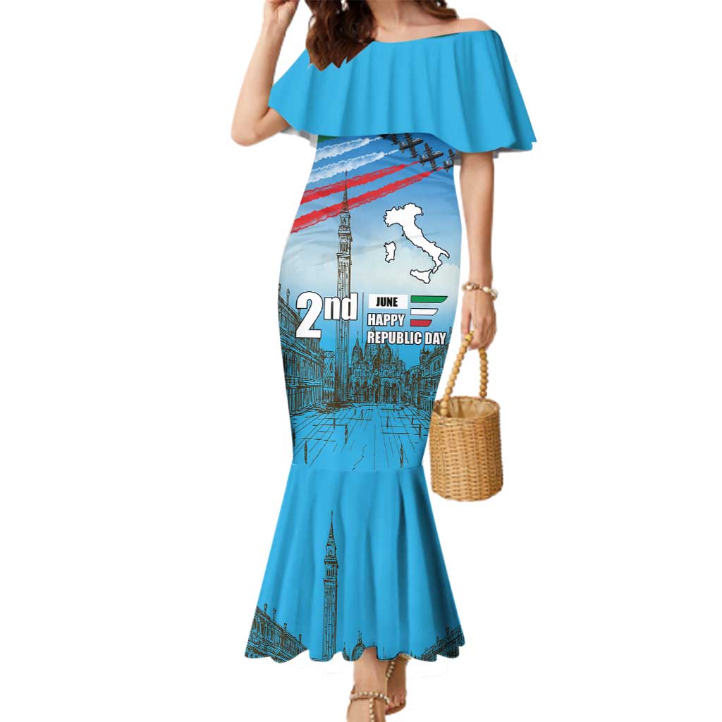 Italy Republic Day Family Matching Mermaid Dress and Hawaiian Shirt Festa della Repubblica with Frecce Tricolori