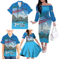 Italy Republic Day Family Matching Off The Shoulder Long Sleeve Dress and Hawaiian Shirt Festa della Repubblica with Frecce Tricolori