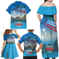 Italy Republic Day Family Matching Off Shoulder Maxi Dress and Hawaiian Shirt Festa della Repubblica with Frecce Tricolori
