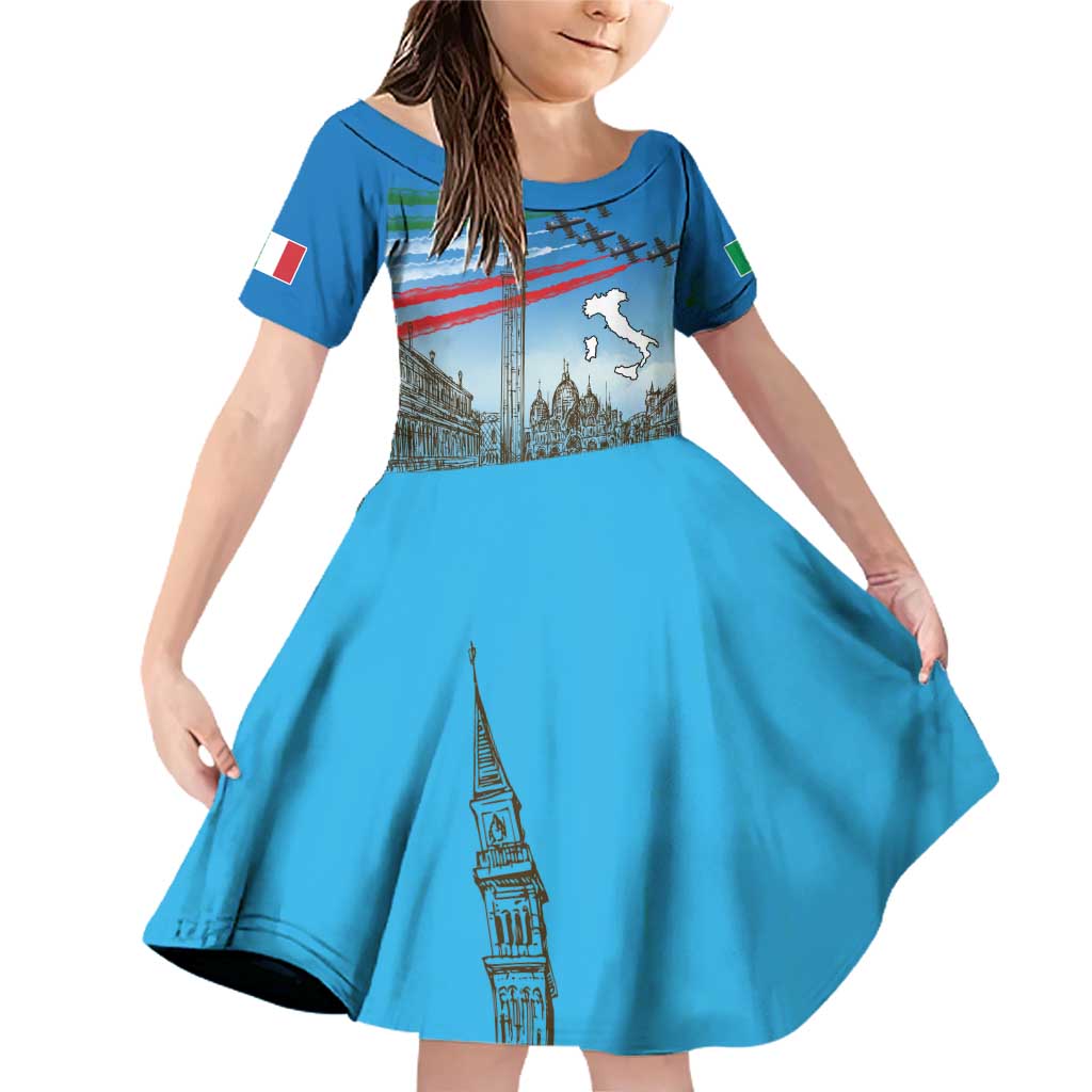 Italy Republic Day Family Matching Off Shoulder Short Dress and Hawaiian Shirt Festa della Repubblica with Frecce Tricolori