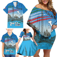 Italy Republic Day Family Matching Off Shoulder Short Dress and Hawaiian Shirt Festa della Repubblica with Frecce Tricolori