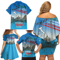 Italy Republic Day Family Matching Off Shoulder Short Dress and Hawaiian Shirt Festa della Repubblica with Frecce Tricolori
