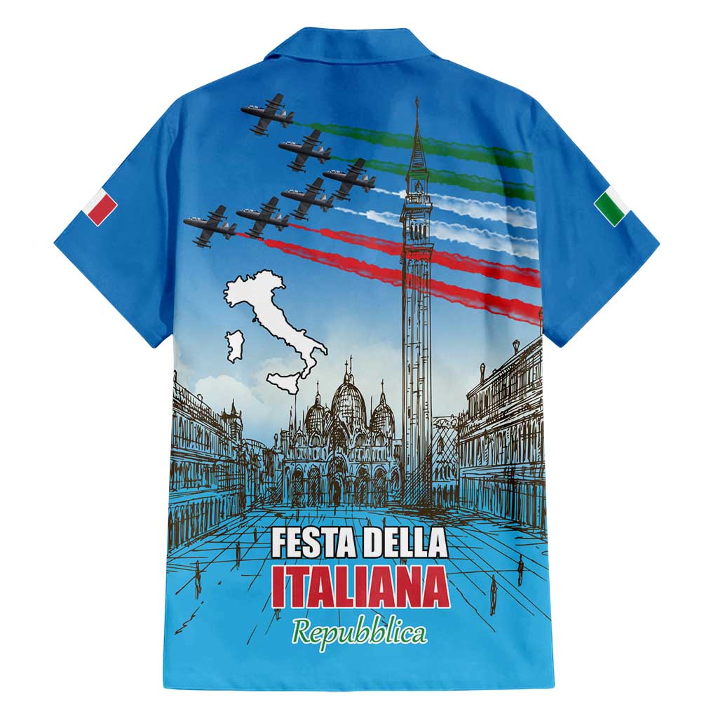 Italy Republic Day Family Matching Off Shoulder Short Dress and Hawaiian Shirt Festa della Repubblica with Frecce Tricolori