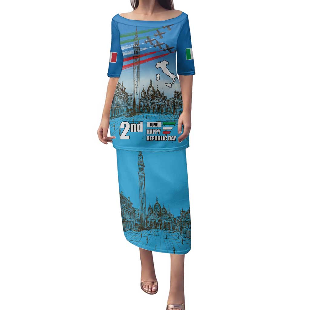 Italy Republic Day Family Matching Puletasi and Hawaiian Shirt Festa della Repubblica with Frecce Tricolori