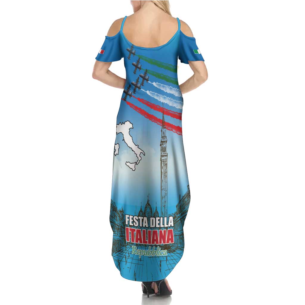 Italy Republic Day Family Matching Summer Maxi Dress and Hawaiian Shirt Festa della Repubblica with Frecce Tricolori