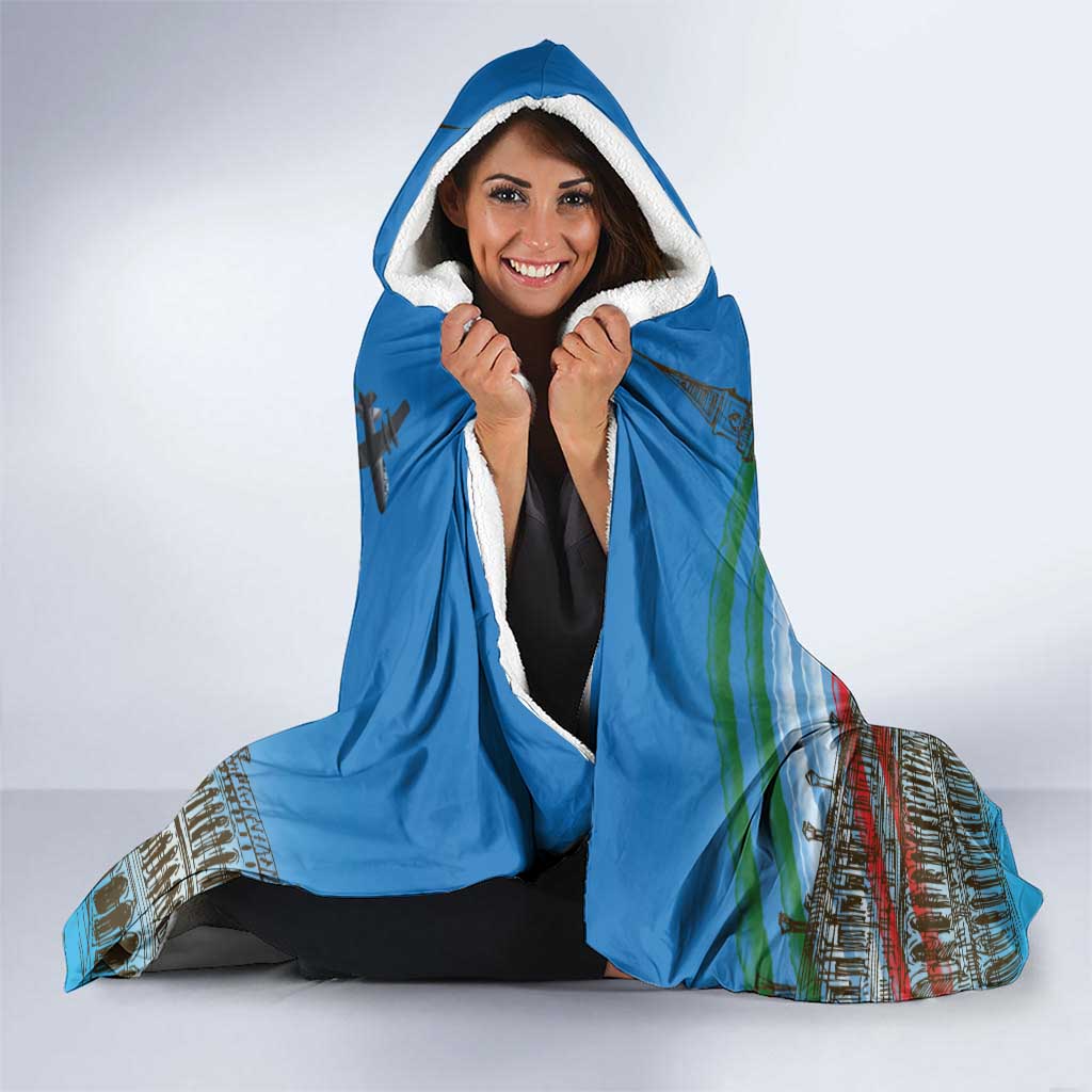 Italy Republic Day Hooded Blanket Festa della Repubblica with Frecce Tricolori