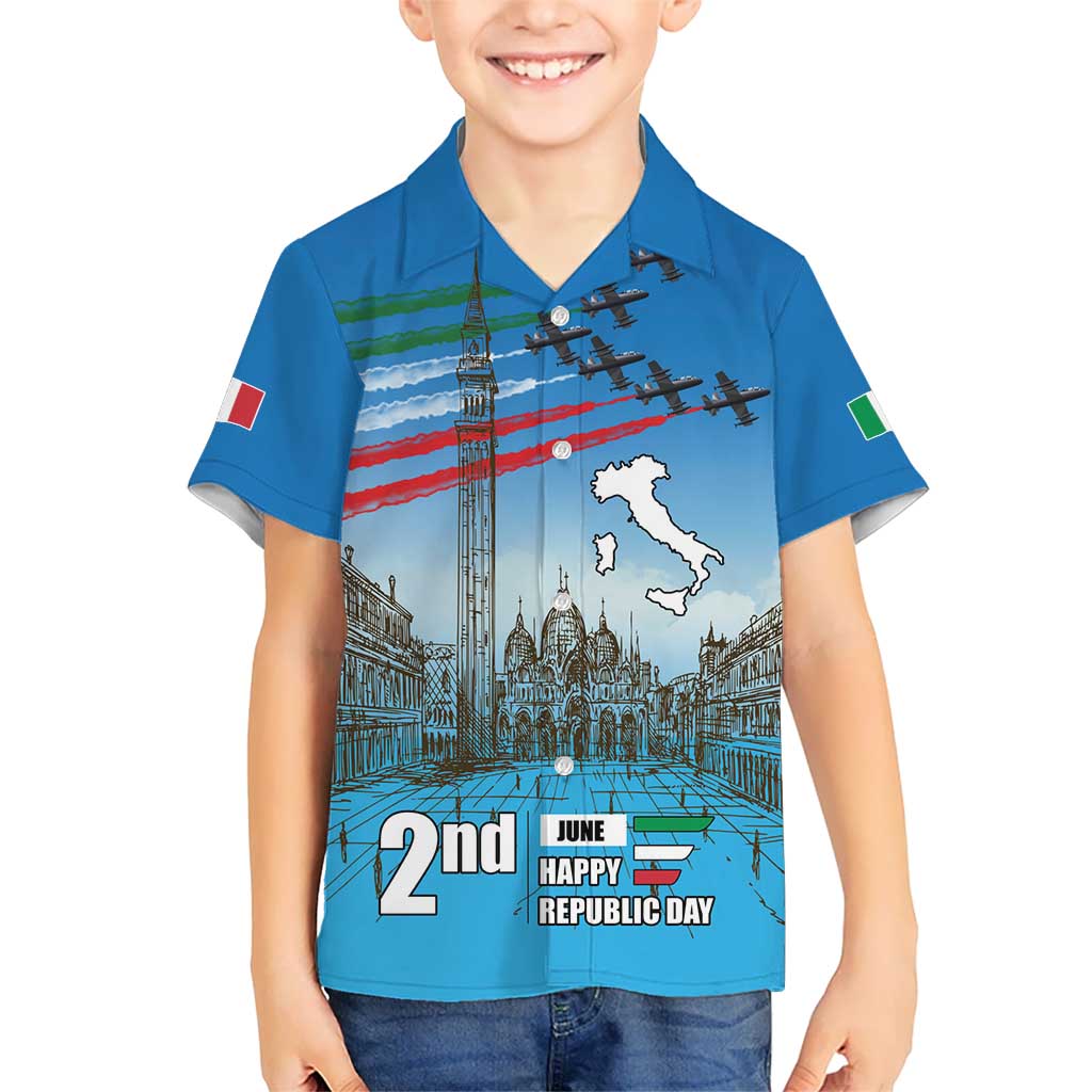 Italy Republic Day Kid Hawaiian Shirt Festa della Repubblica with Frecce Tricolori