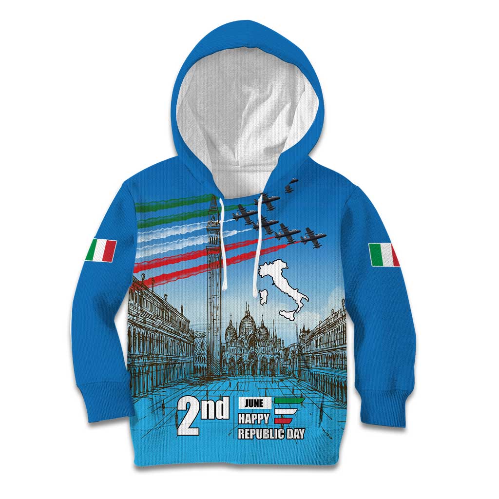 Italy Republic Day Kid Hoodie Festa della Repubblica with Frecce Tricolori