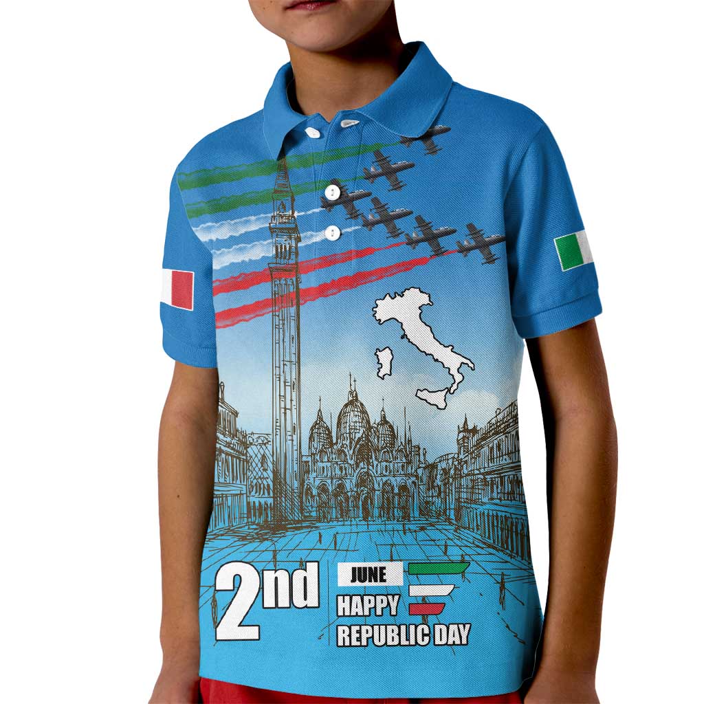 Italy Republic Day Kid Polo Shirt Festa della Repubblica with Frecce Tricolori