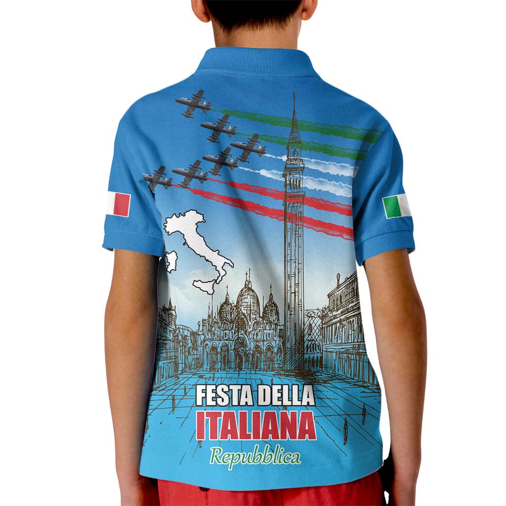 Italy Republic Day Kid Polo Shirt Festa della Repubblica with Frecce Tricolori