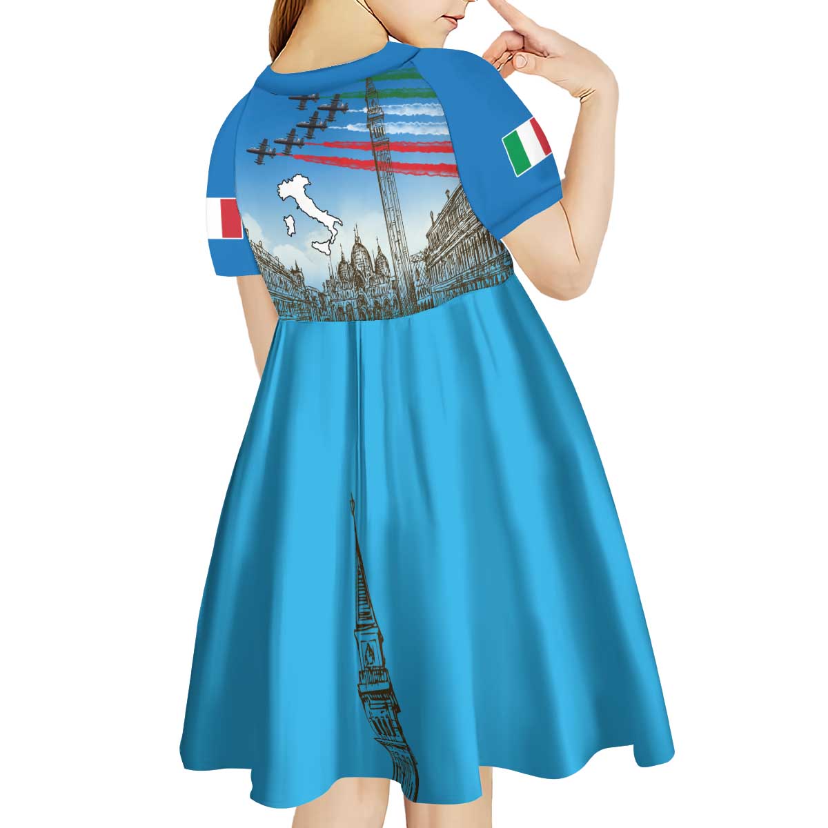Italy Republic Day Kid Short Sleeve Dress Festa della Repubblica with Frecce Tricolori