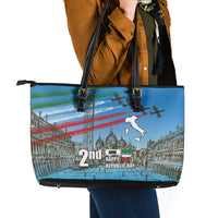 Italy Republic Day Leather Tote Bag Festa della Repubblica with Frecce Tricolori