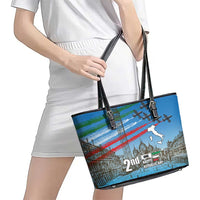 Italy Republic Day Leather Tote Bag Festa della Repubblica with Frecce Tricolori