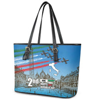 Italy Republic Day Leather Tote Bag Festa della Repubblica with Frecce Tricolori