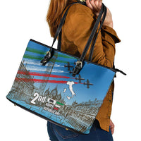 Italy Republic Day Leather Tote Bag Festa della Repubblica with Frecce Tricolori