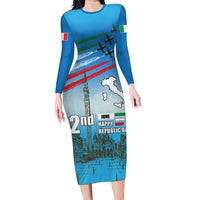 Italy Republic Day Long Sleeve Bodycon Dress Festa della Repubblica with Frecce Tricolori