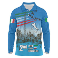Italy Republic Day Long Sleeve Polo Shirt Festa della Repubblica with Frecce Tricolori