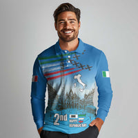 Italy Republic Day Long Sleeve Polo Shirt Festa della Repubblica with Frecce Tricolori