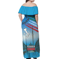 Italy Republic Day Off Shoulder Maxi Dress Festa della Repubblica with Frecce Tricolori