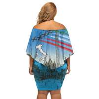 Italy Republic Day Off Shoulder Short Dress Festa della Repubblica with Frecce Tricolori