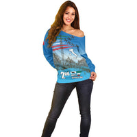 Italy Republic Day Off Shoulder Sweater Festa della Repubblica with Frecce Tricolori