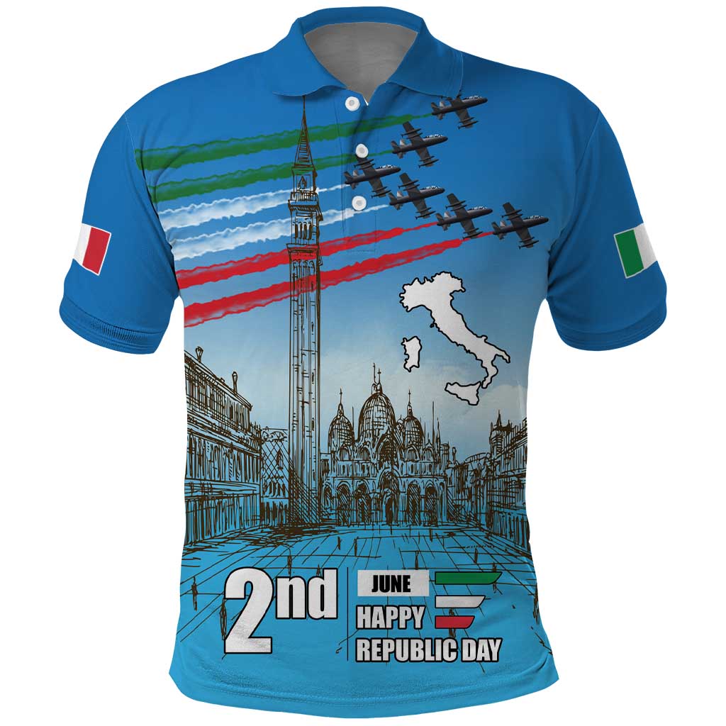 Italy Republic Day Polo Shirt Festa della Repubblica with Frecce Tricolori
