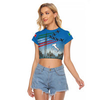 Italy Republic Day Raglan Cropped T Shirt Festa della Repubblica with Frecce Tricolori