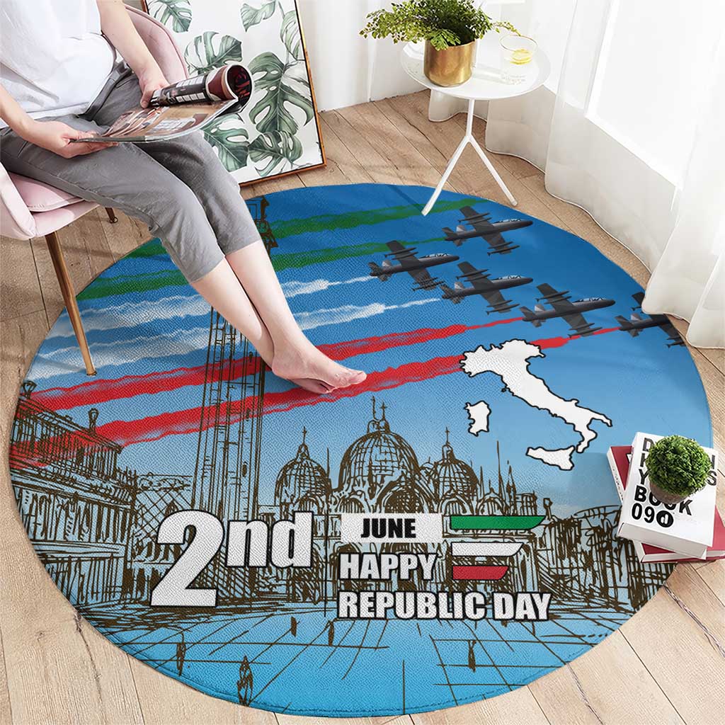 Italy Republic Day Round Carpet Festa della Repubblica with Frecce Tricolori