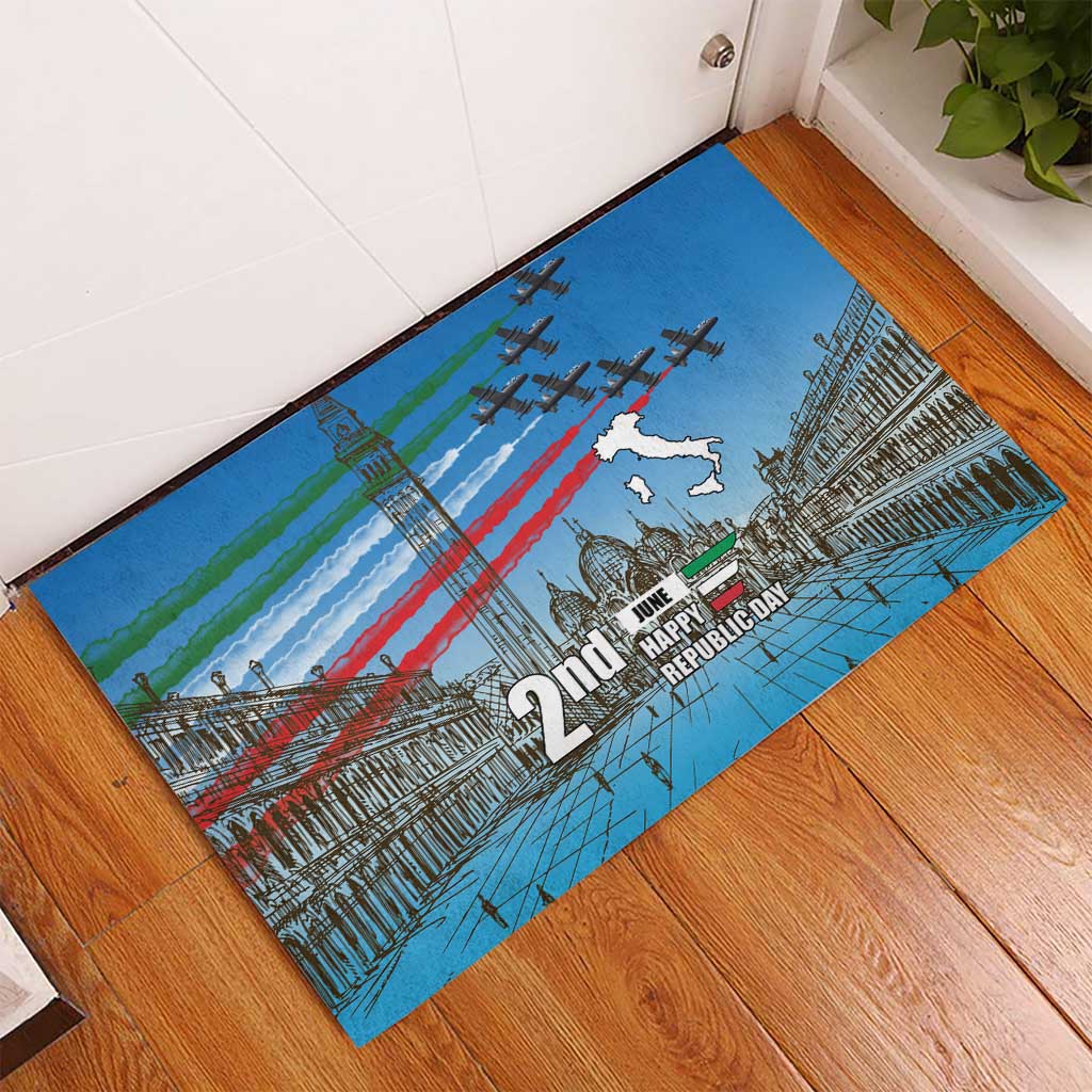 Italy Republic Day Rubber Doormat Festa della Repubblica with Frecce Tricolori