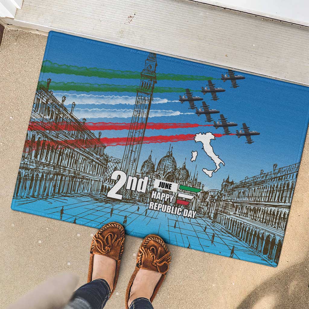 Italy Republic Day Rubber Doormat Festa della Repubblica with Frecce Tricolori