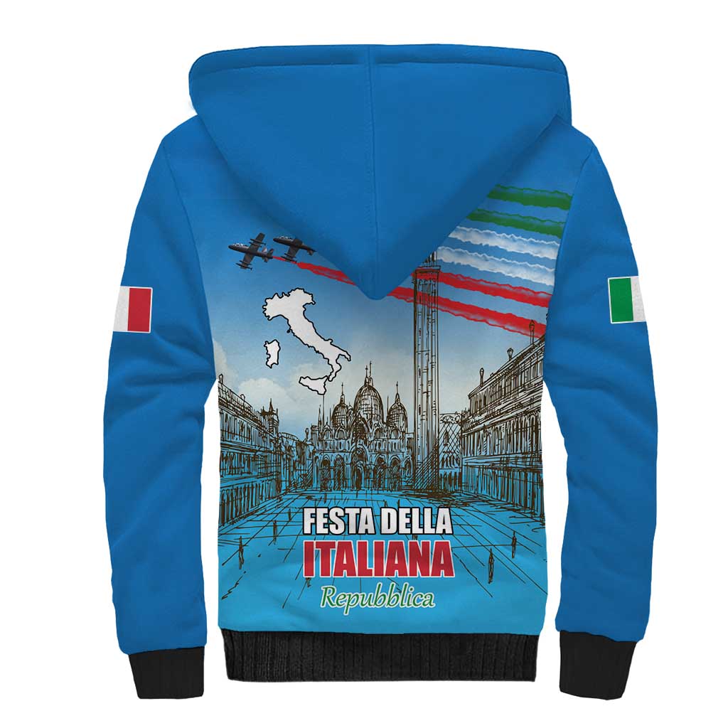 Italy Republic Day Sherpa Hoodie Festa della Repubblica with Frecce Tricolori