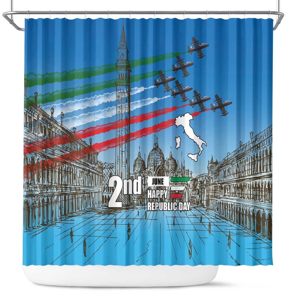 Italy Republic Day Shower Curtain Festa della Repubblica with Frecce Tricolori