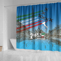 Italy Republic Day Shower Curtain Festa della Repubblica with Frecce Tricolori