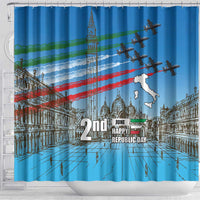Italy Republic Day Shower Curtain Festa della Repubblica with Frecce Tricolori
