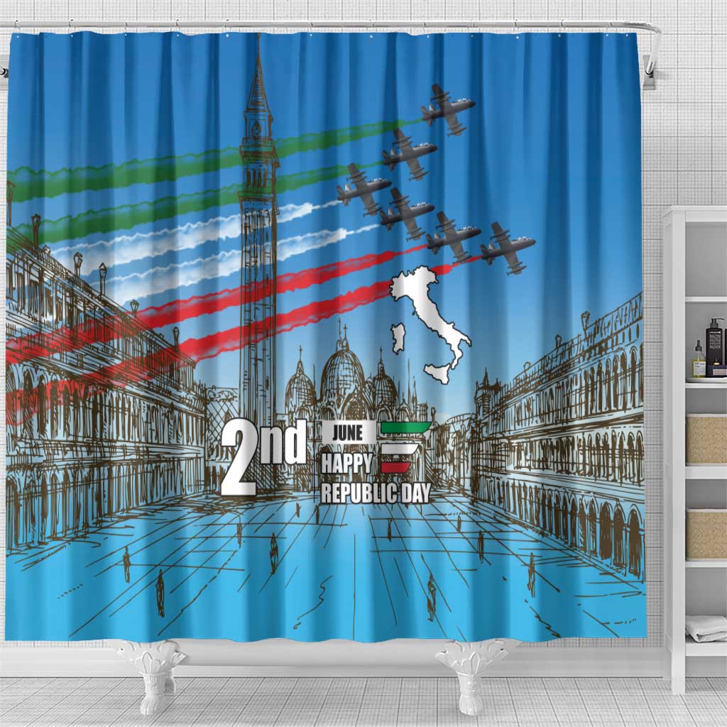 Italy Republic Day Shower Curtain Festa della Repubblica with Frecce Tricolori