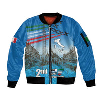 Italy Republic Day Sleeve Zip Bomber Jacket Festa della Repubblica with Frecce Tricolori