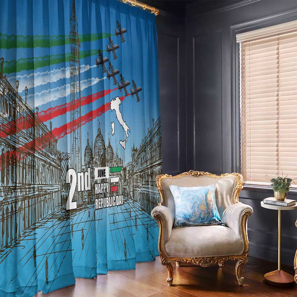 Italy Republic Day Window Curtain Festa della Repubblica with Frecce Tricolori