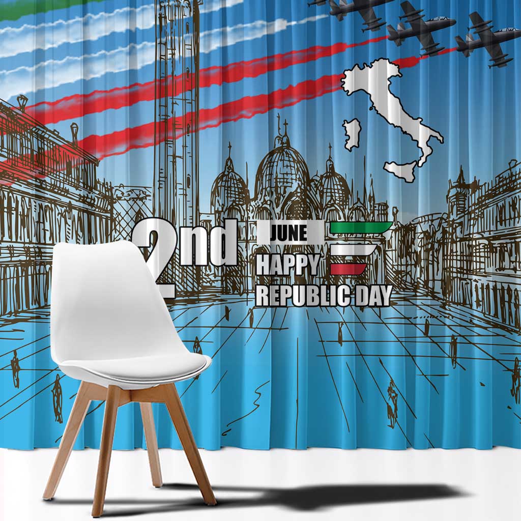 Italy Republic Day Window Curtain Festa della Repubblica with Frecce Tricolori