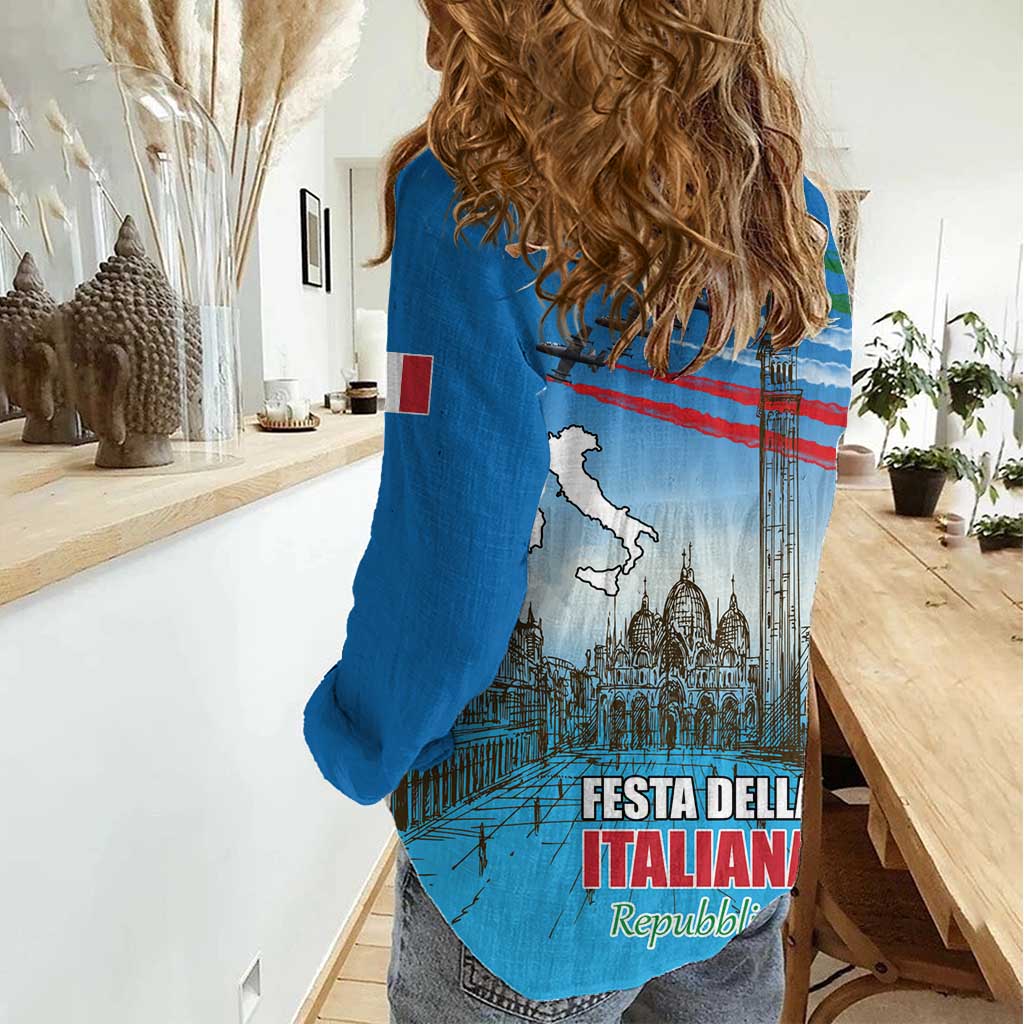 Italy Republic Day Women Casual Shirt Festa della Repubblica with Frecce Tricolori