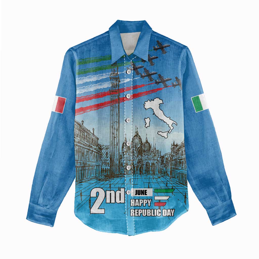 Italy Republic Day Women Casual Shirt Festa della Repubblica with Frecce Tricolori