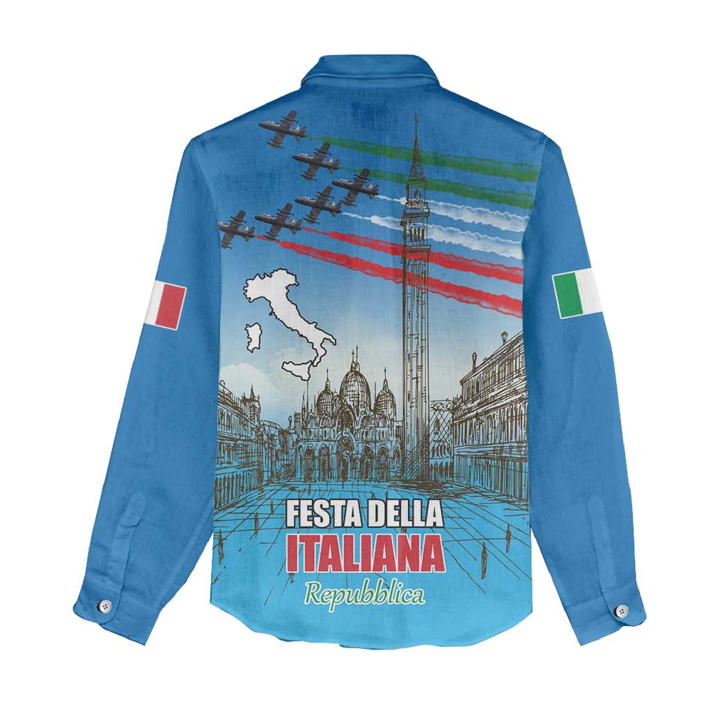 Italy Republic Day Women Casual Shirt Festa della Repubblica with Frecce Tricolori