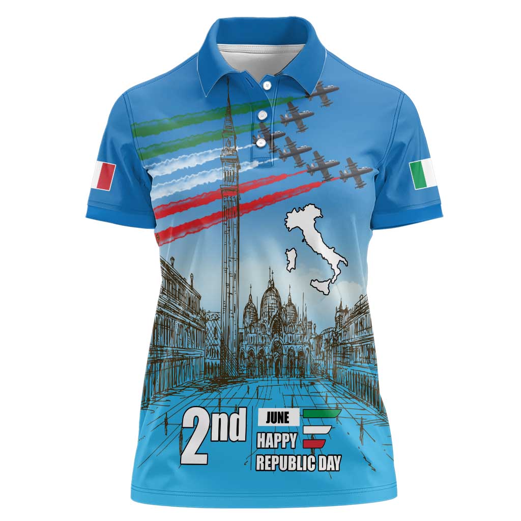 Italy Republic Day Women Polo Shirt Festa della Repubblica with Frecce Tricolori