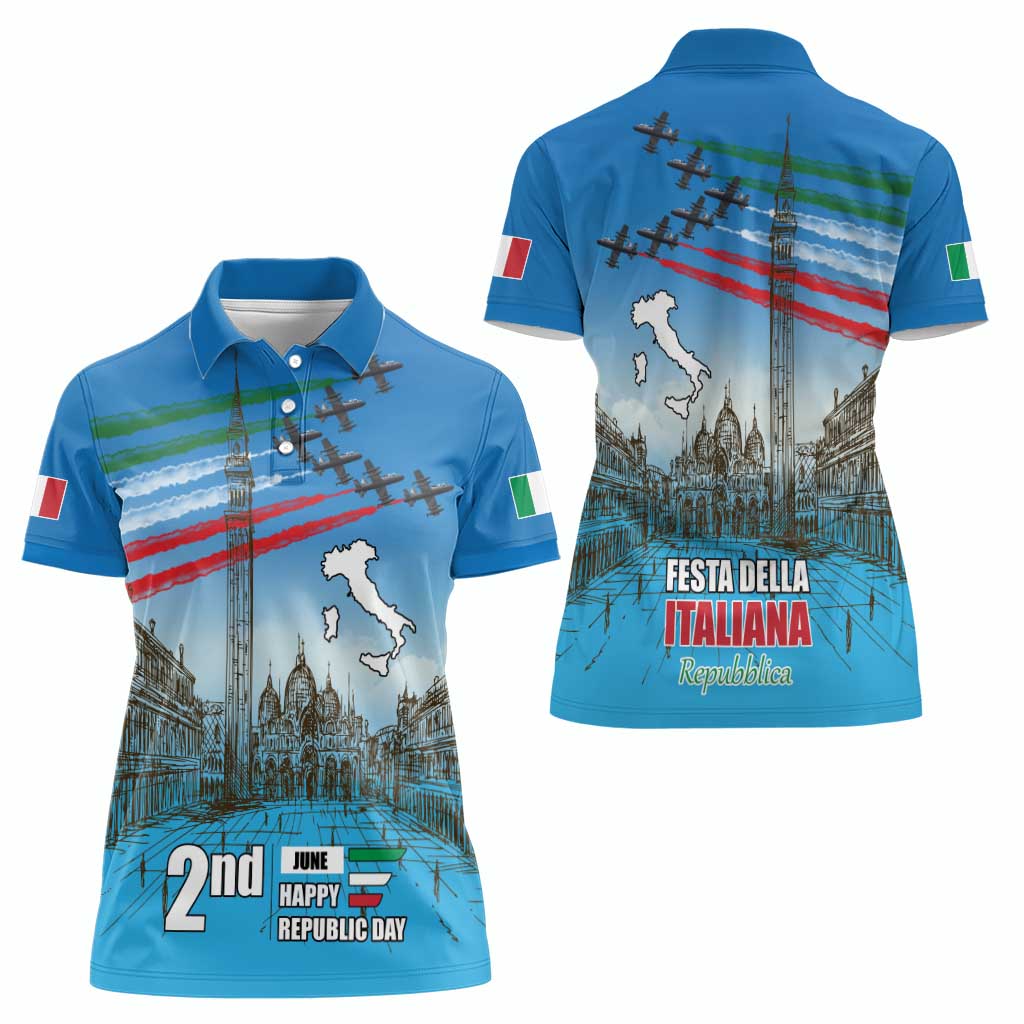 Italy Republic Day Women Polo Shirt Festa della Repubblica with Frecce Tricolori