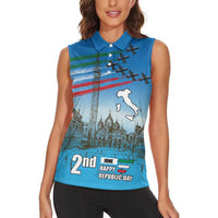Italy Republic Day Women Sleeveless Polo Shirt Festa della Repubblica with Frecce Tricolori