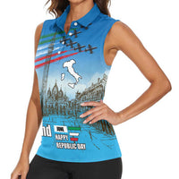 Italy Republic Day Women Sleeveless Polo Shirt Festa della Repubblica with Frecce Tricolori